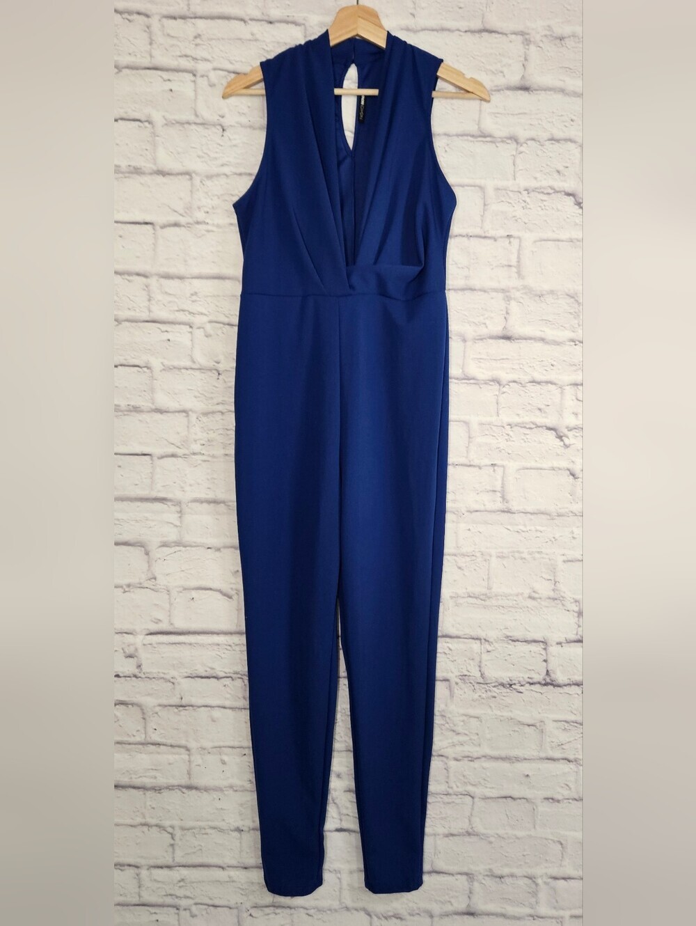 Fashion Nova Royal Blue Deep V Sleeveless Bodycon Jumpsuit XL - Picture 9 of 12